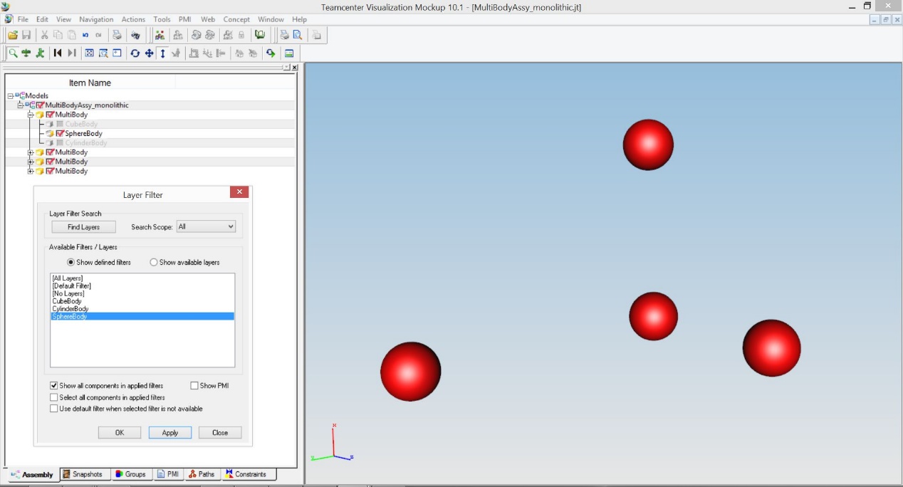 Assembly with Layer Filter applied