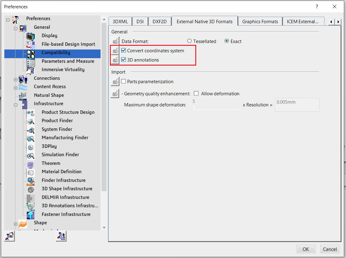 Preferences menus