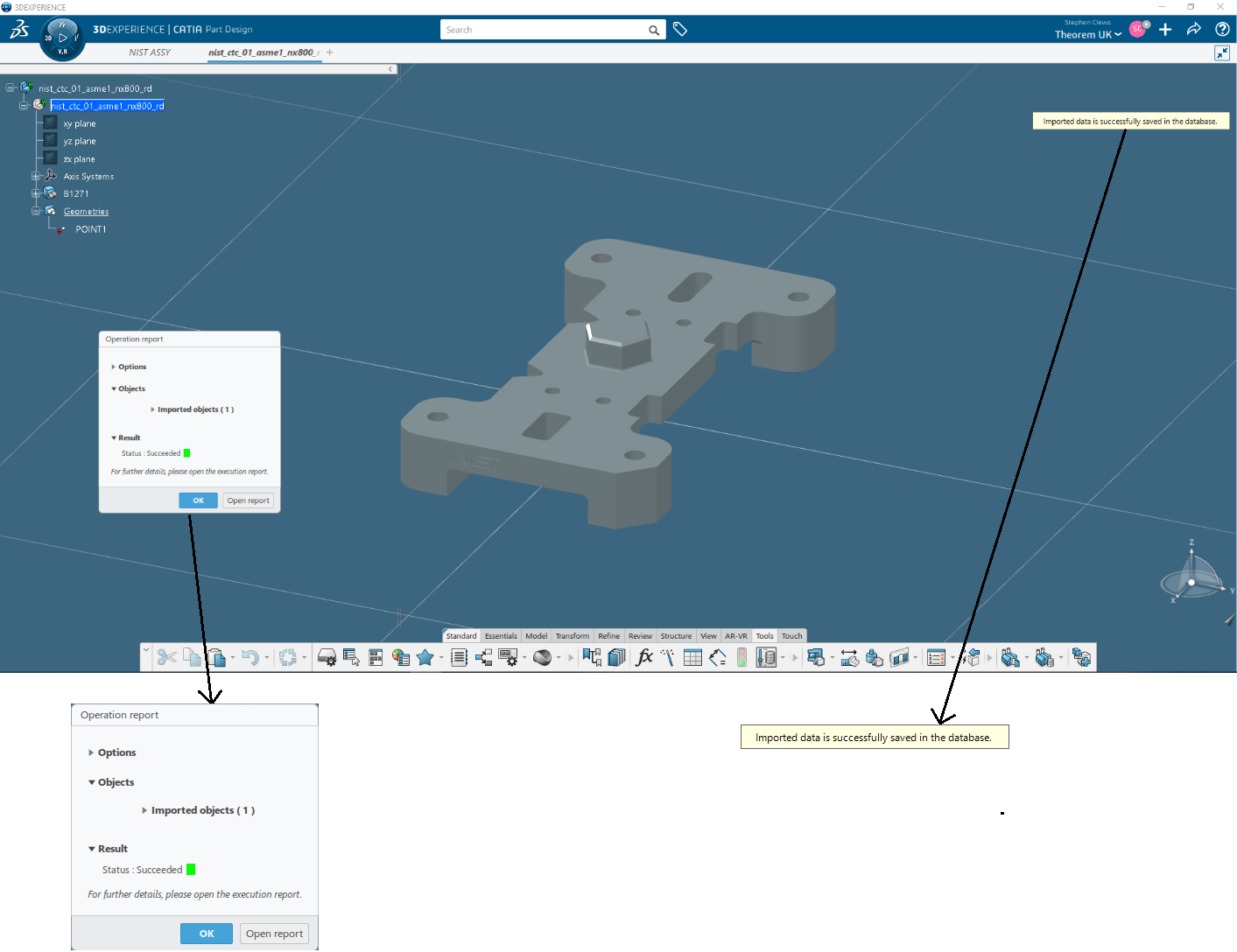 Imported data in 3DExperience