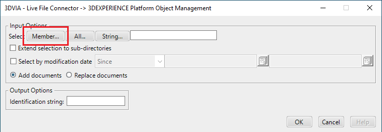 3DVIA Live File Connector - file selection