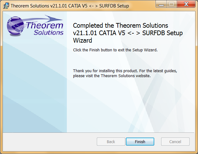 Completed the Theorem Solutions Setup Wizard