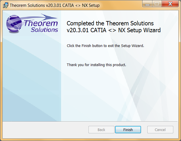 Completed the Theorem Solutions Setup Wizard