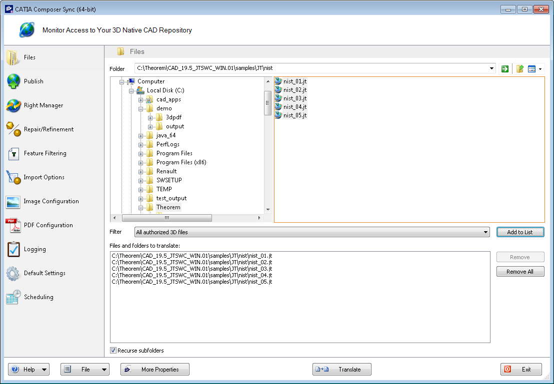 Using the Catia Composer Sync Product - Files