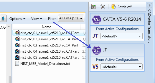 File browser with active configurations
