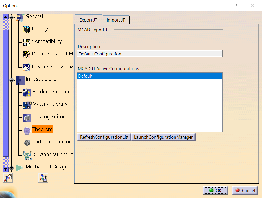 Options and Configurations — Theorem options page