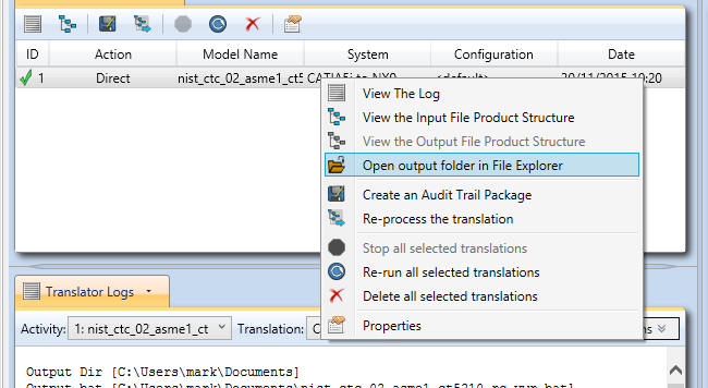 Translation Activity context menu