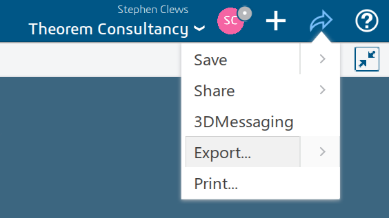 Selecting Export from the menu