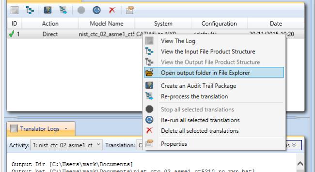 Output folder location