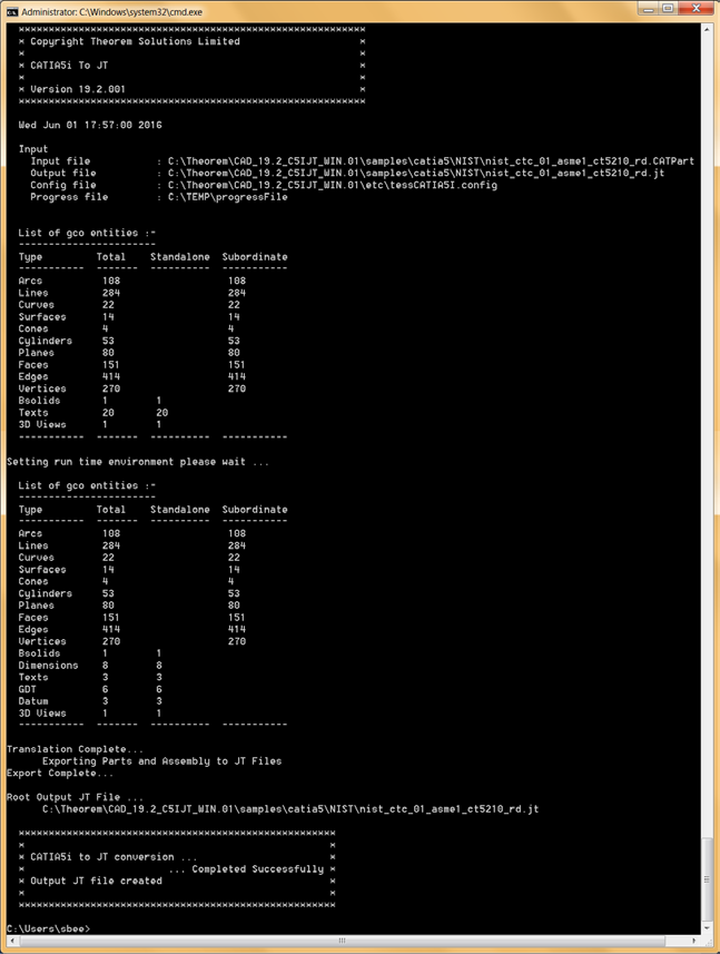 Command line output