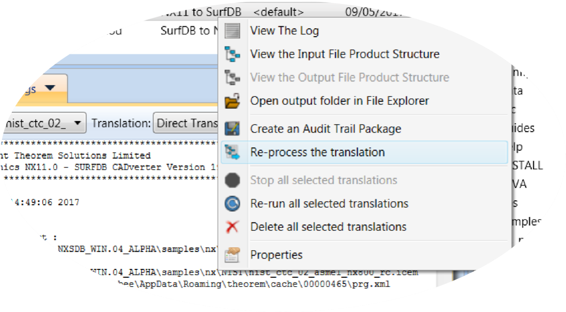 Activity pane context menu