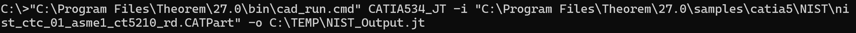 Command line invocation example