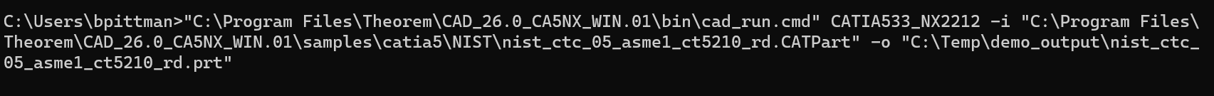 Command line translation output