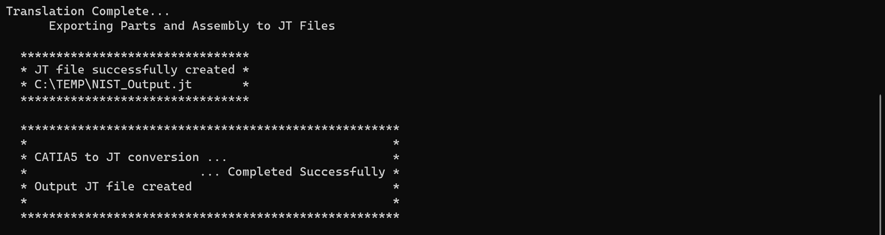 Translation complete output
