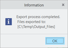 Export Confirmation dialog