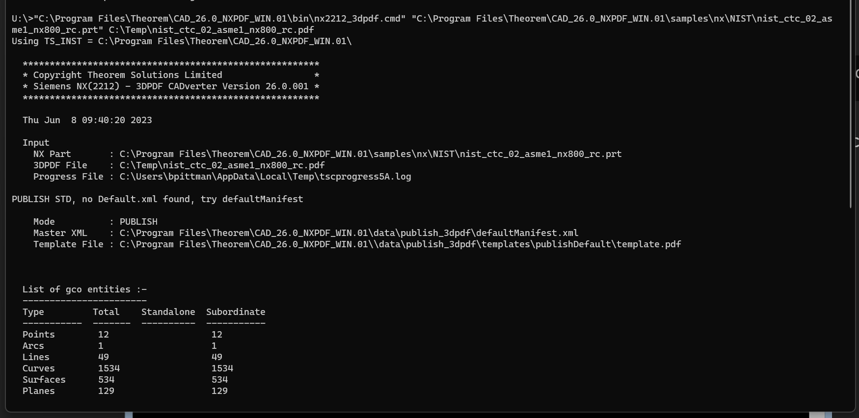 Command line output