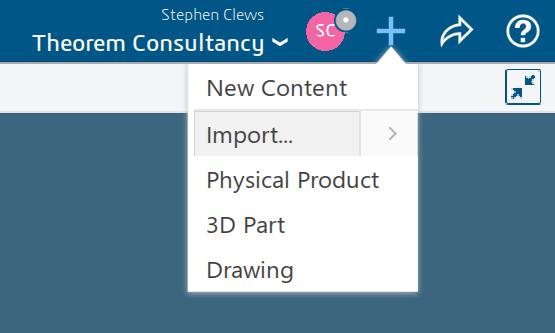 Selecting Import from the + menu
