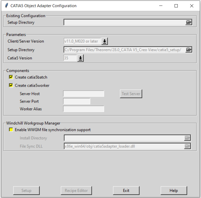 CATIA5 Object Adapter Configuration