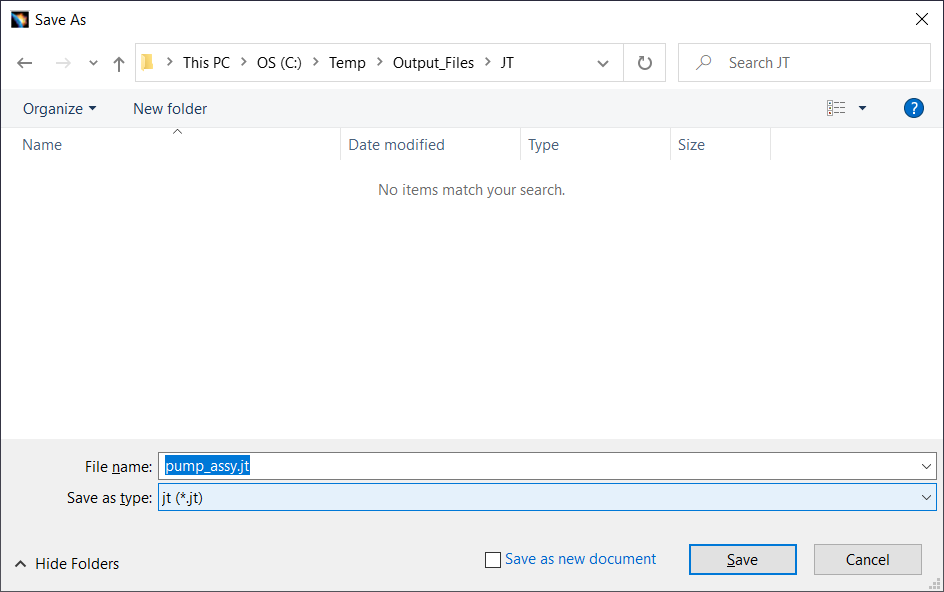 Using File Save As — Save As dialog