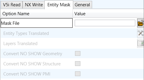 CATIA V5i to NX Entity Mask arguments