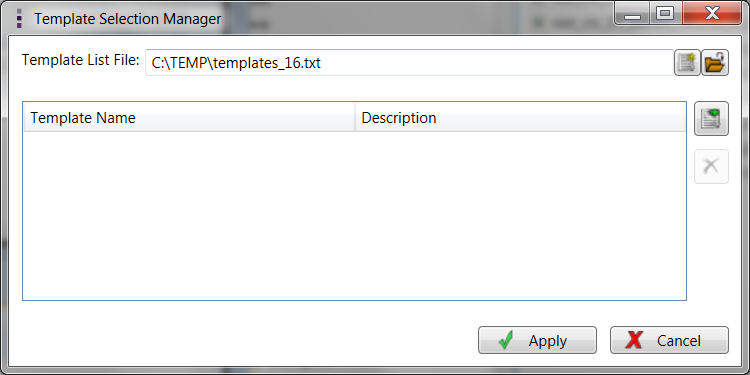 Template Selection Manager - templates selected