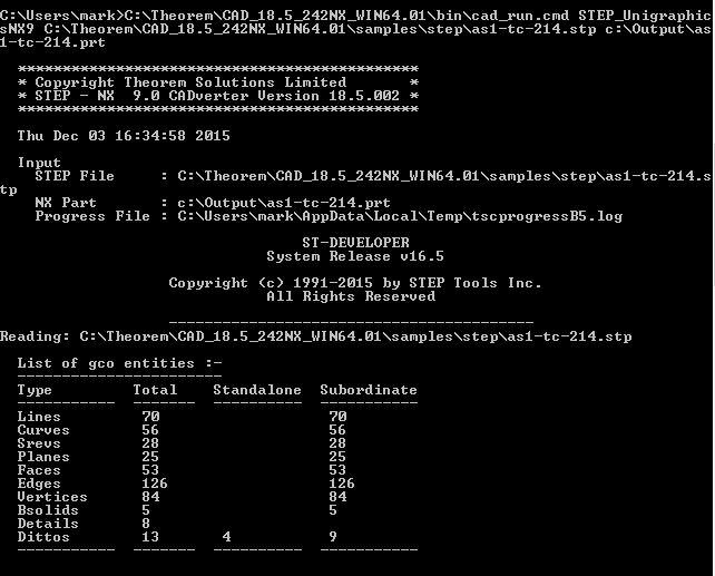 Command line output