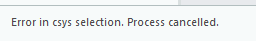 Error in csys selection message
