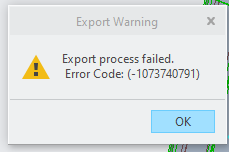 Export Warning - process failed
