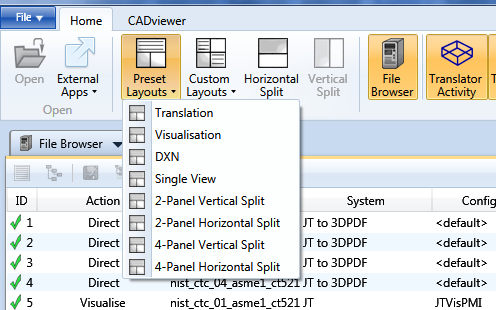 Preset Layouts dropdown