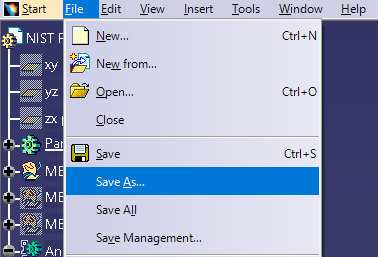 File menu -- Save As