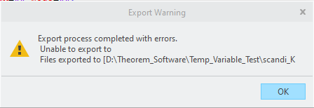 Export Warning - completed with errors