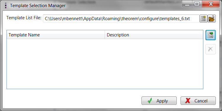 Template Selection Manager with files