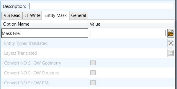 CATIA V5i to JT Entity Mask Arguments