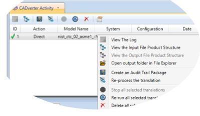 Translation activity context menu