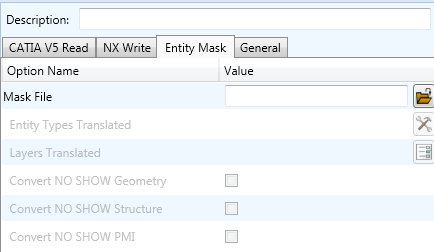 CATIA V5 to NX Entity Masking arguments