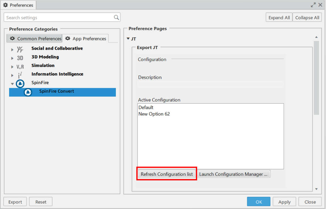 Active Configurations list refreshed