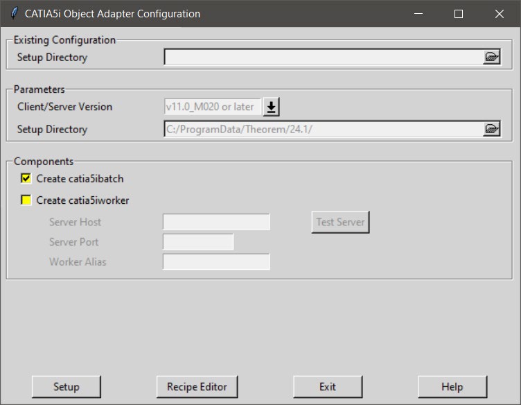 CATIA5i Object Adapter Configuration