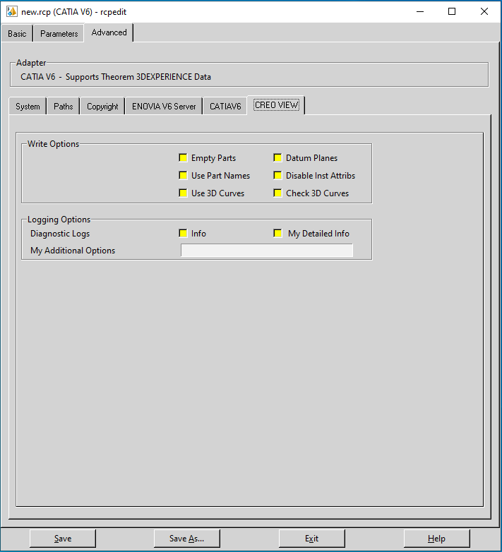 CREO VIEW Recipe Options