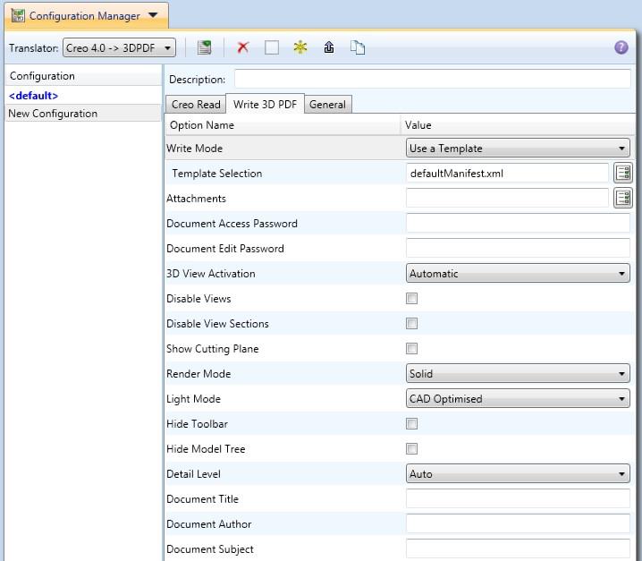 Write 3D PDF arguments with default settings