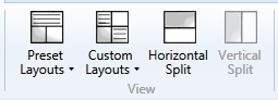 Layouts area on Ribbon Bar