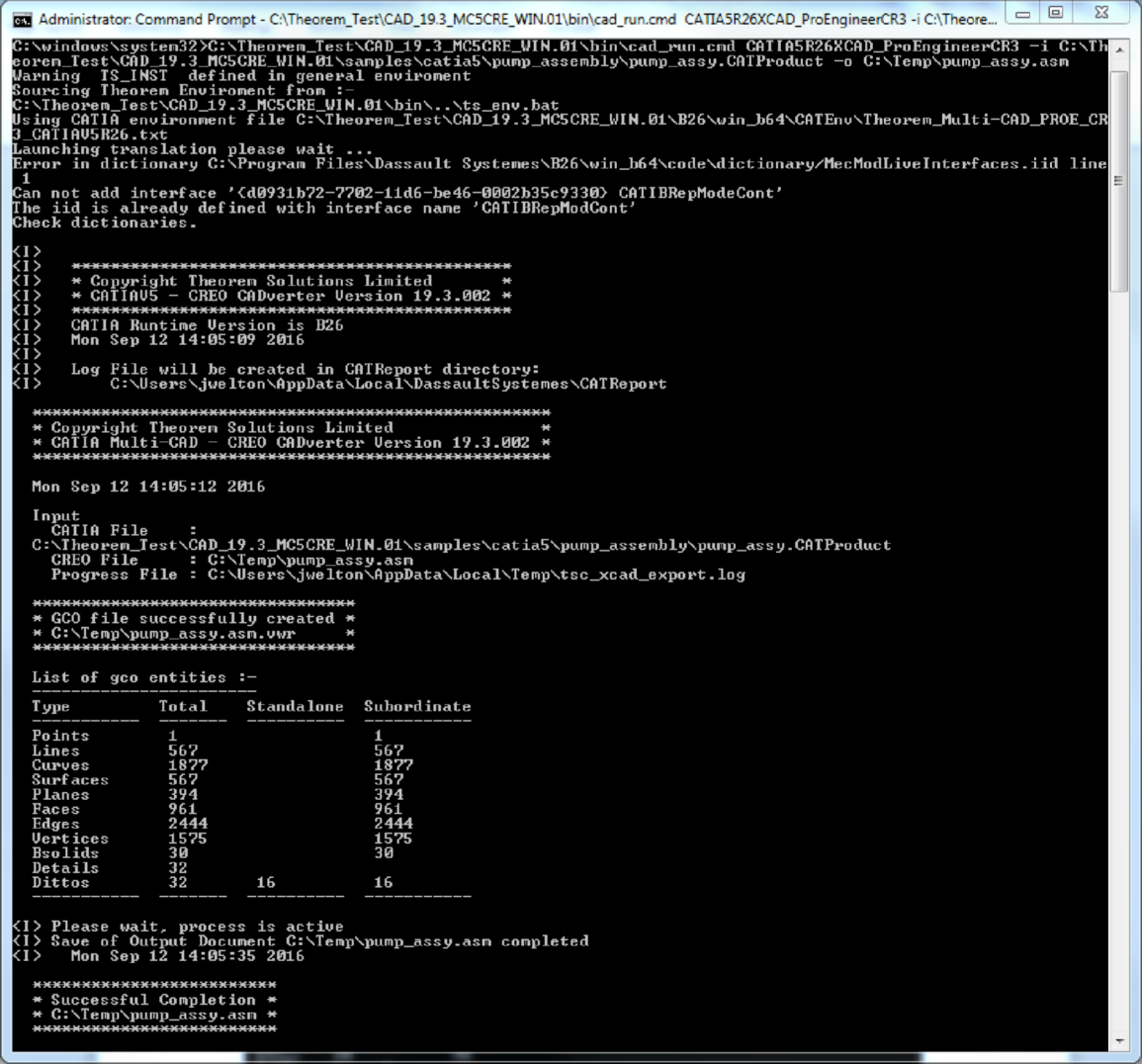 Command line translation output