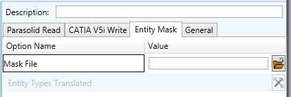 Parasolid to CATIA V5i Entity Mask Arguments