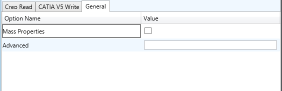 General arguments for CREO to CATIA V5
