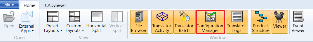 Configuration Manager toggle in ribbon