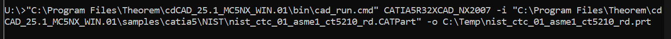 Command line translation example output
