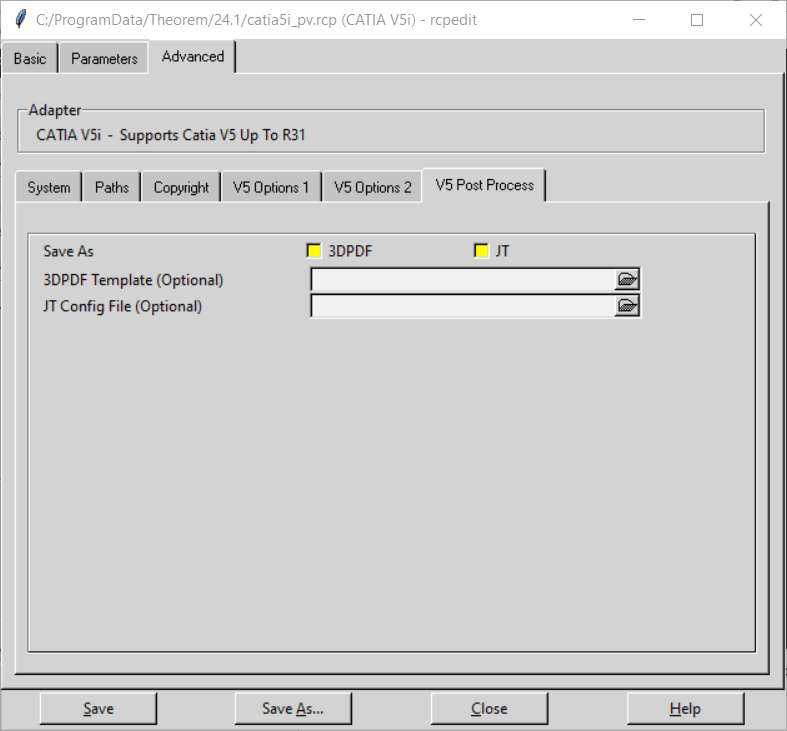 V5 Post Process tab