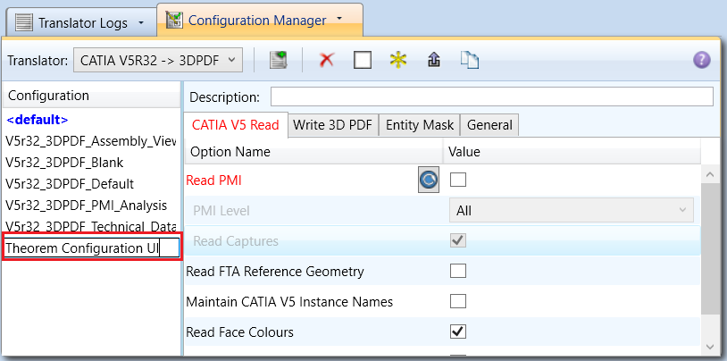 New configuration with options