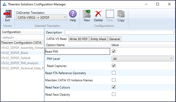CATIA V5 Read options