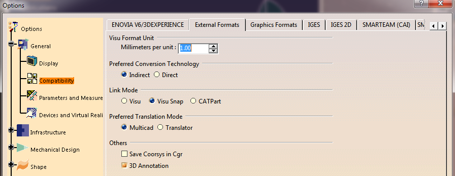 Link Mode Visu Snap — Options