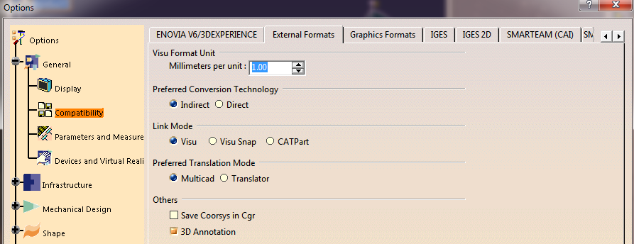 Link Mode Visu — Options