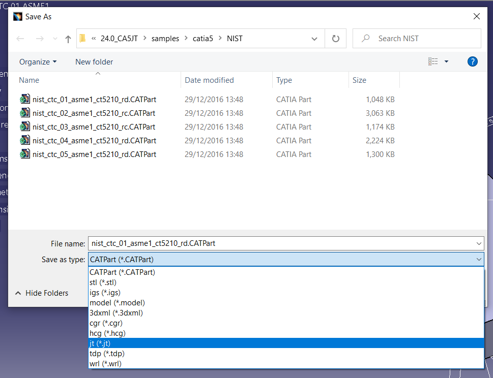 Save As JT dialog